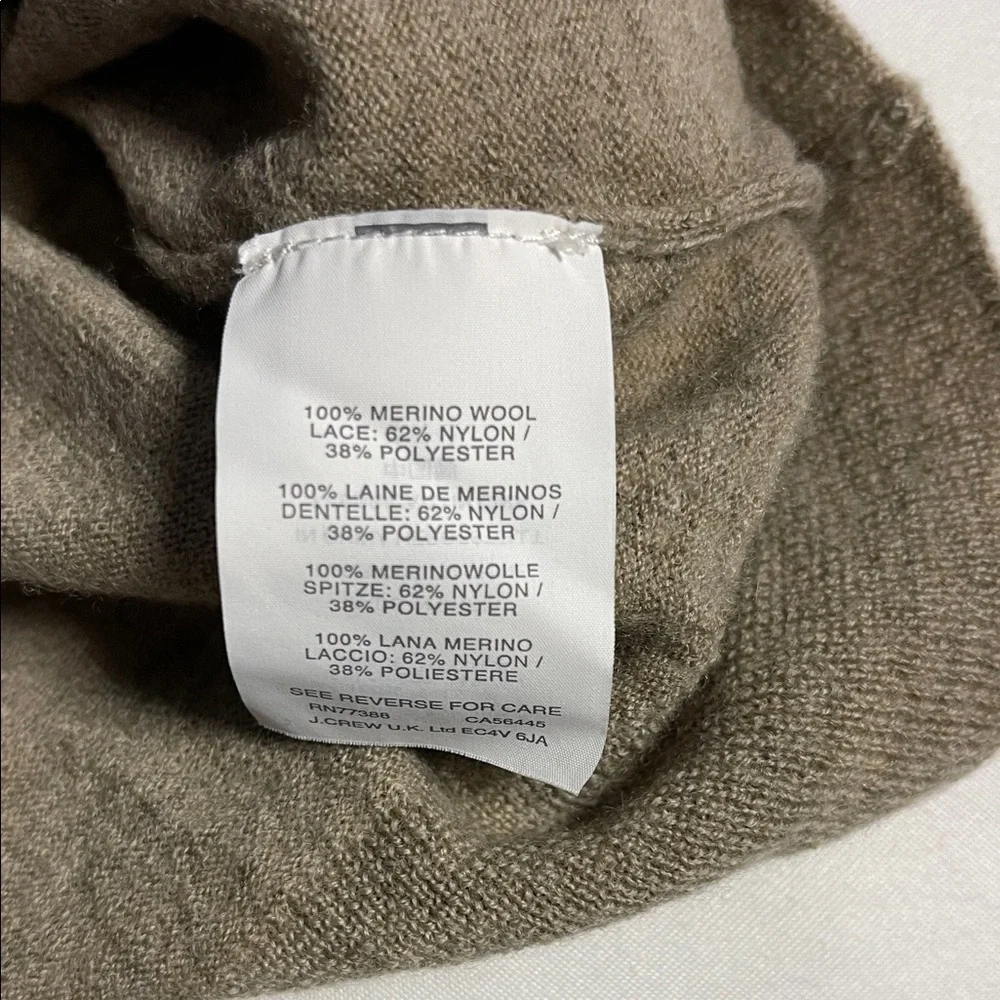 J. Crew Merino Wool Crewneck with Lace Shoulder Detail - Small